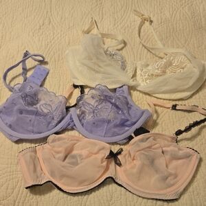 Victoria's Secret Lace Bras - Lavender, Cream, and Pink